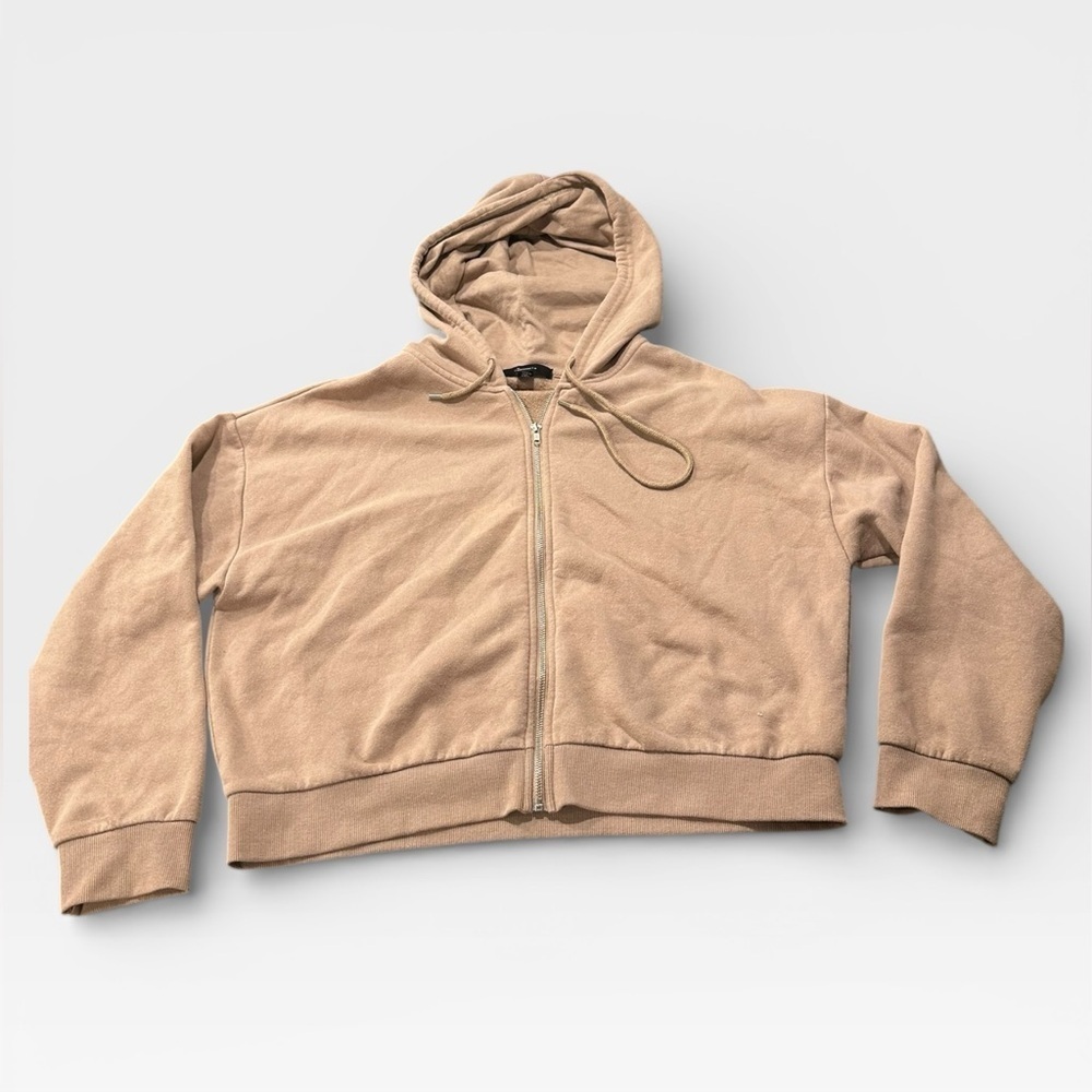 Forever 21 Full Zip Cropped Hooded Sweatshirt 2x